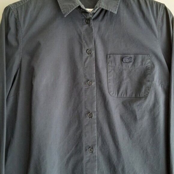 LACOSTE Classic Button Down Shirt Navy Blue Sz L - Picture 2 of 9